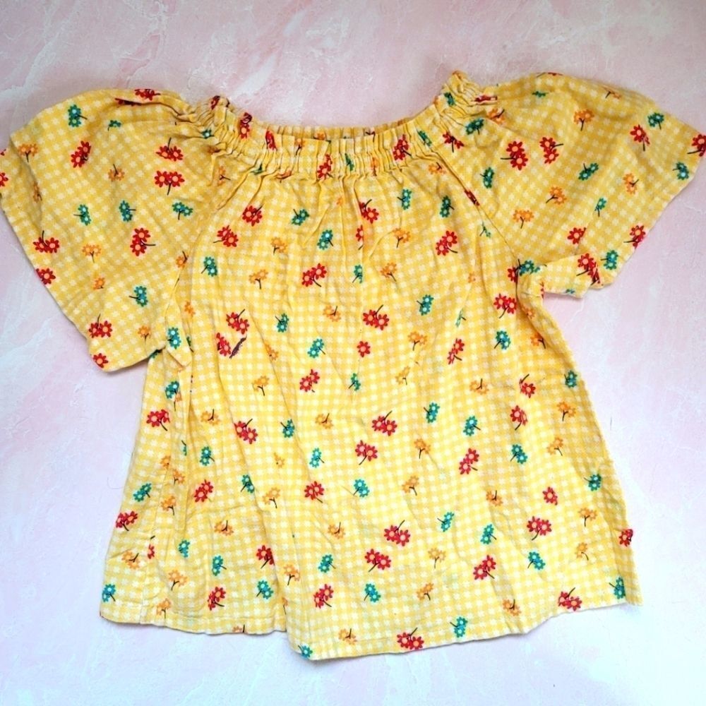 Little girls flowy relaxed floral plaid blouse han